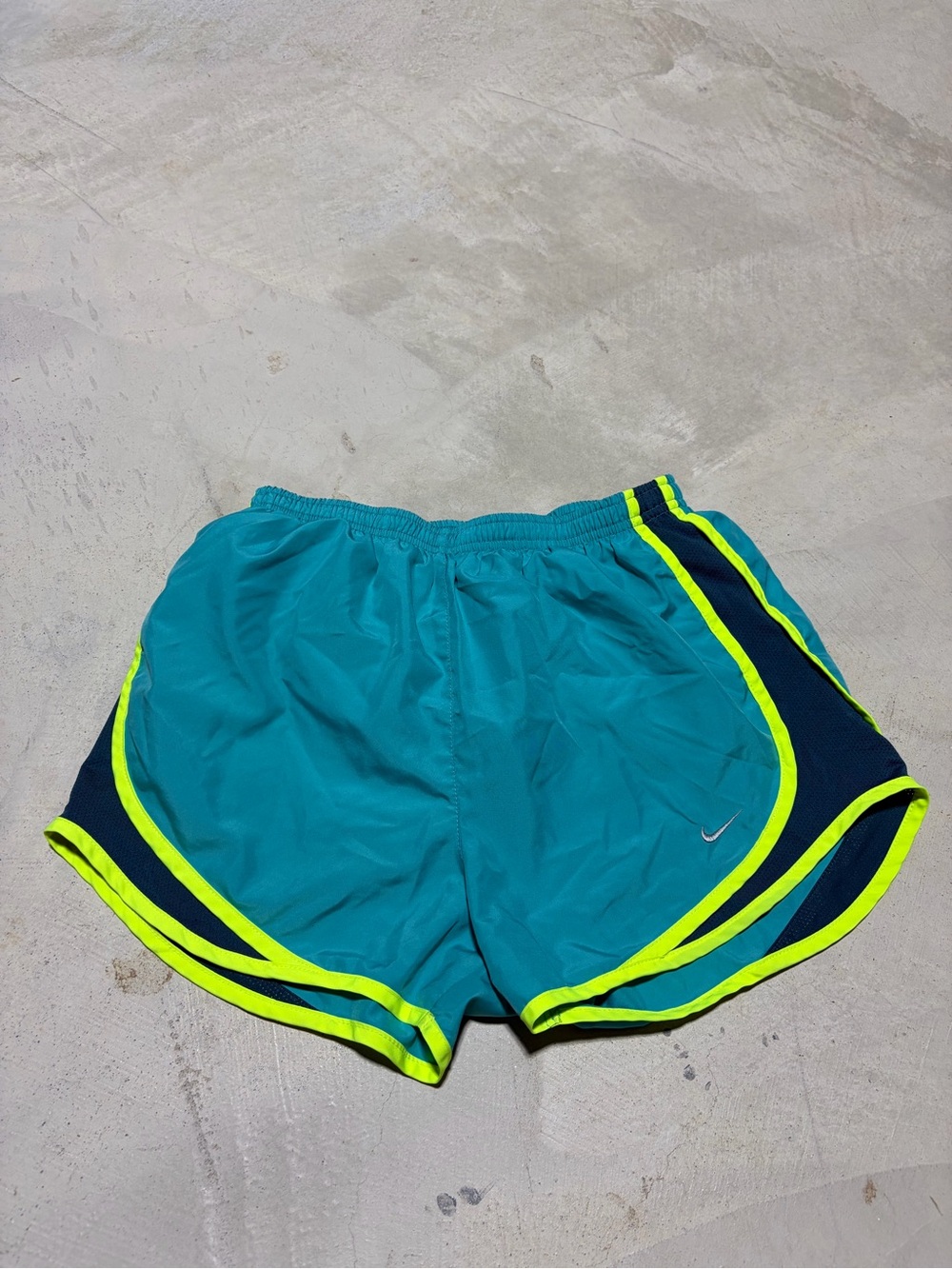 Nike Teal blue Running Shorts with Neon Trim small